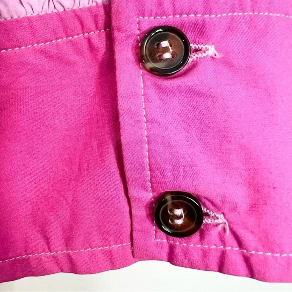 NWT GANNI COLOUR BLOCK Organic COTTON POPLIN SMOCKED MINI DRESS IN PHLOX PINK 38 - Picture 12 of 17